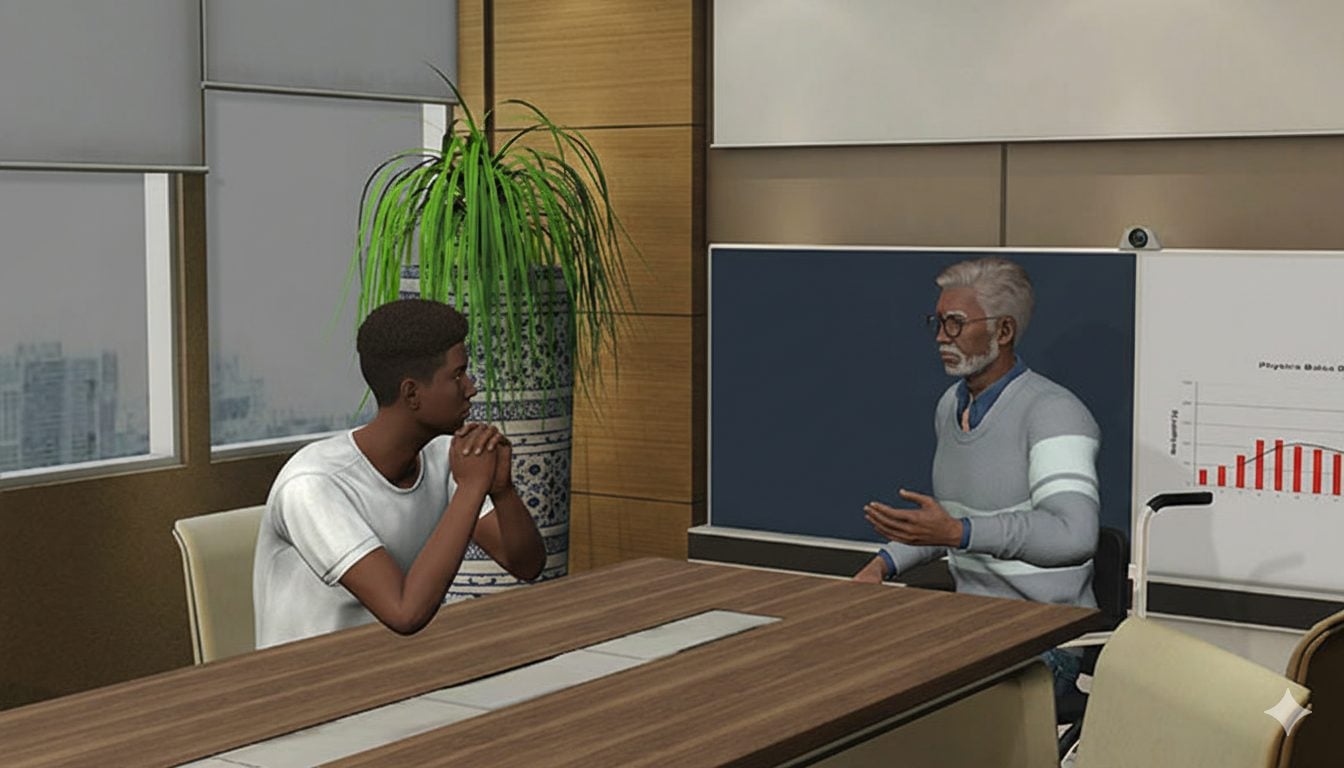 An interactive virtual reality training scenario with a virtual instructor